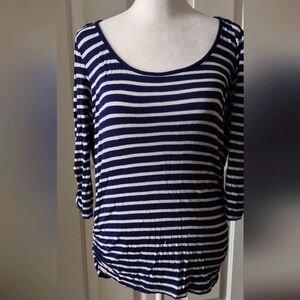 Blue and White Striped Jersey Shirt with Racer Back
